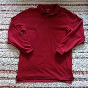 LL Bean Polo Shirt Mens Tall Long Sleeve Red 236478 Size Medium